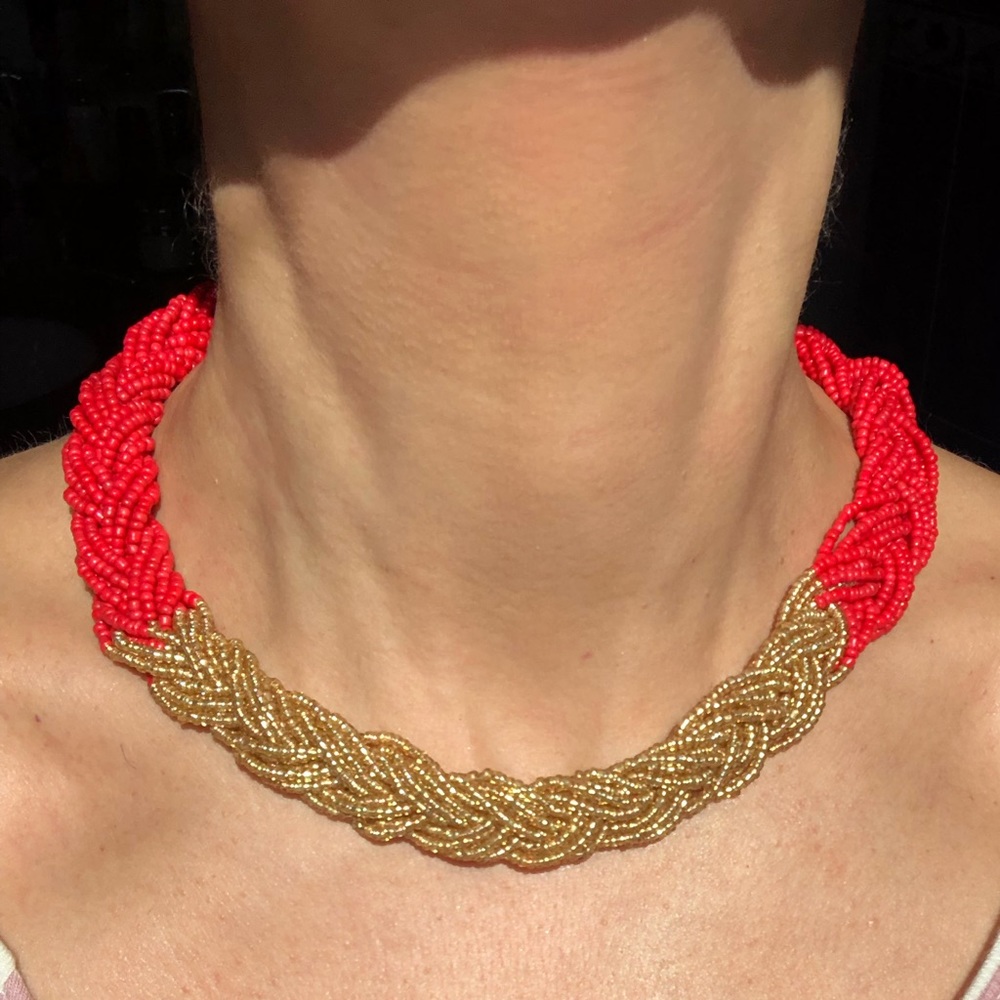 ❤️ Boho Trend Living Coral Gold Choker Necklace